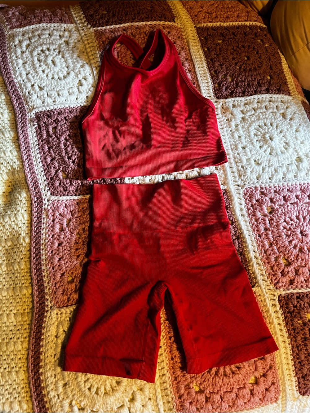 TNA Red Ribbed Workout Set